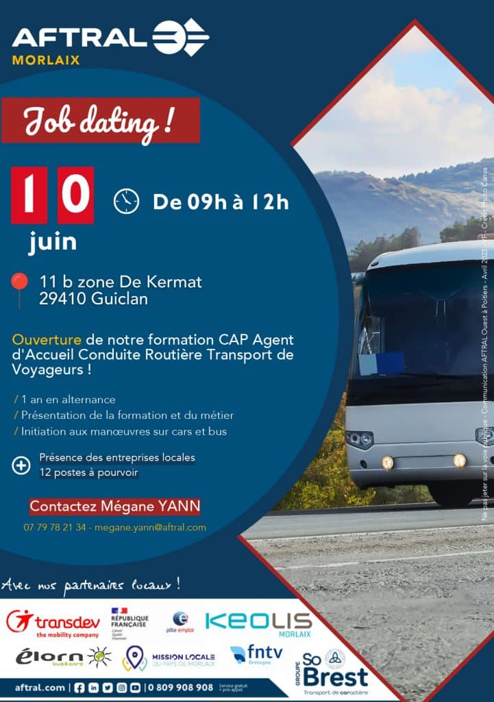 Aftral formation CAP Agent d'accueil Conduite Routière Transport de Voyageurs Finistère